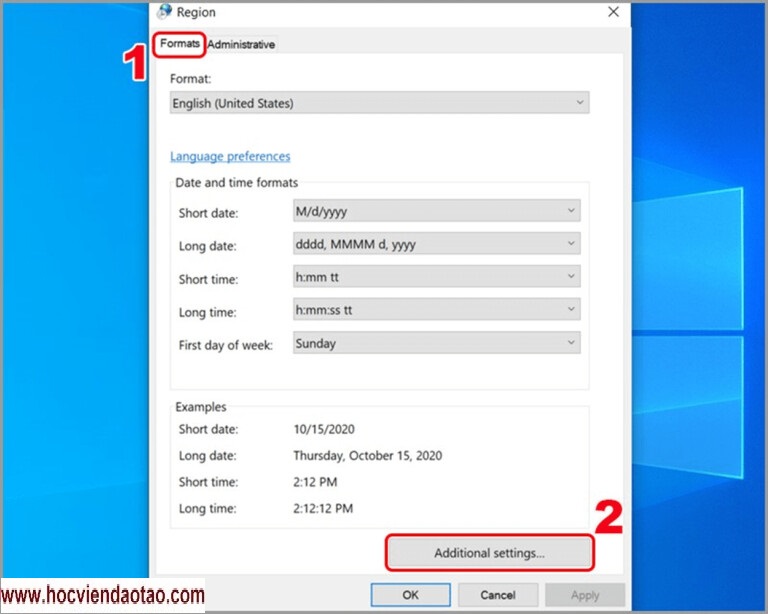 Hướng dẫn chuyển đổi dấu chấm, phẩy đối với Windows 10 - Chọn Additional settings