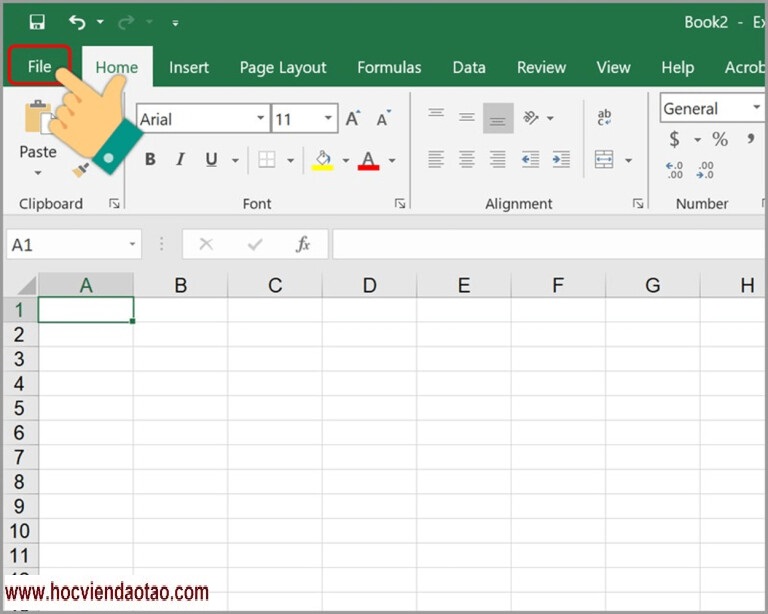 Hướng dẫn chuyển đổi dấu chấm, phẩy đối với Excel - Nhấn vào File trong Excel